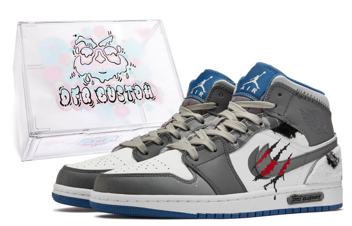 Jordan Jordan Air Jordan 1 Da Vinci Custom, Box, Megalodon Cushioning Slip Resistant Cushioning Slip Resistant High top