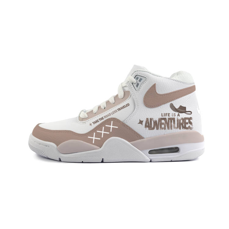 Nike Nike Flight Legacy Slip Resistant Abrasion Resistant Mid top Vintage Basketball Shoes Unisex White Brown