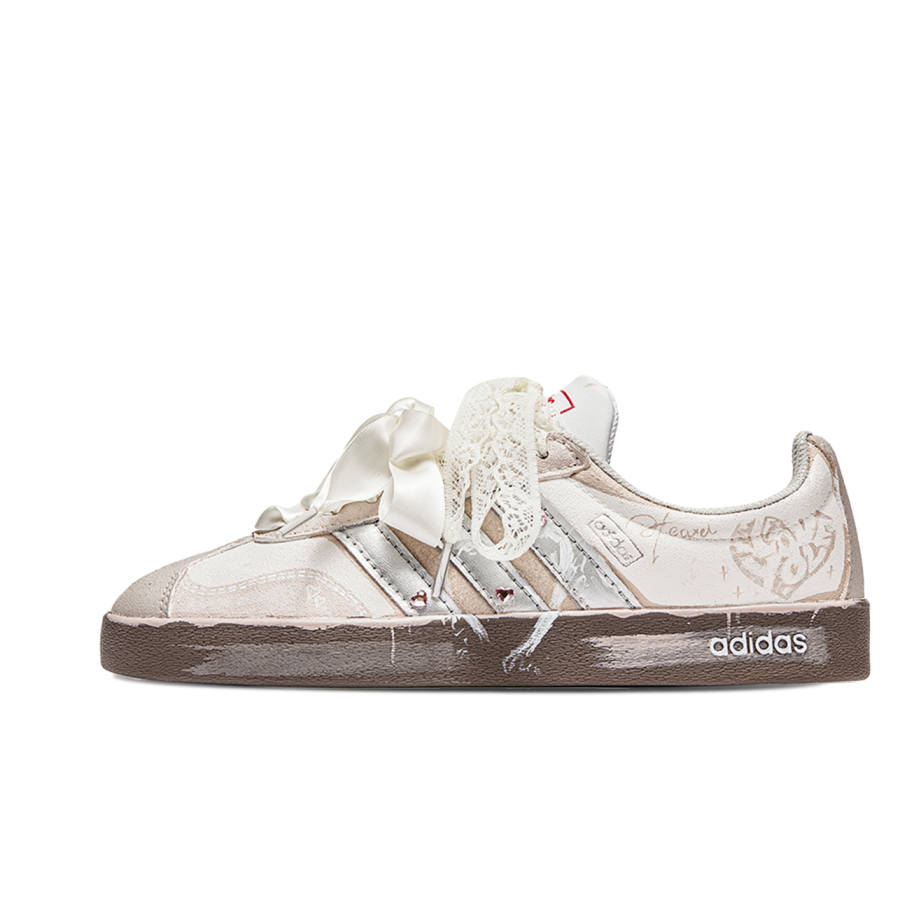 Adidas Neo VL Court 2.0 Heartfelt Signal Cushioning Low top Skateboard Shoes Unisex Beige Brown