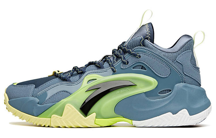Anta Airspace 3 Slip Resistant Abrasion Resistant Mid top Basketball Shoes Men's Gray Green