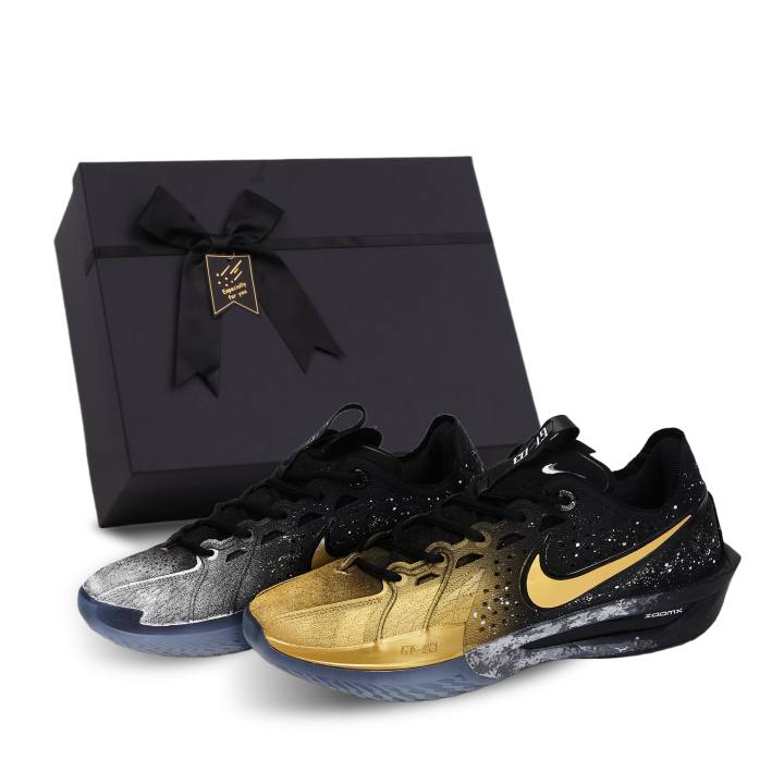 Nike Nike G.T. Cut 3 Yituyaa, Liquid Silver Gold Plated Abrasion Resistant Low top Basketball Shoes Unisex Black Gray Gold