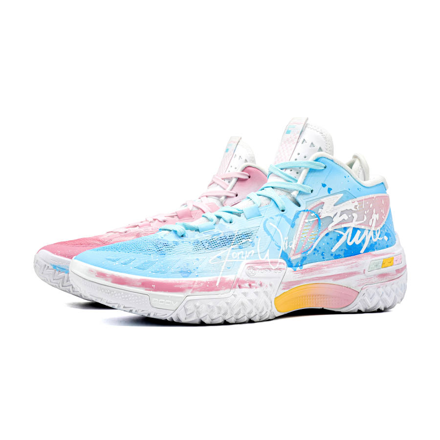 Li-Ning Li Ning Jie Ao Cushioning Slip Resistant Mid top Basketball Shoes Men's Blue Pink