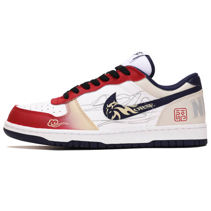 Nike Nike Big Abrasion Resistant Breathable Low top Skateboard Shoes Men's Beige Red