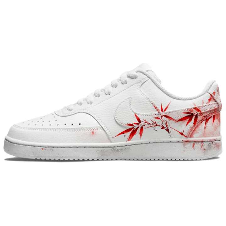 Nike Nike Court Vision 1 Red Bamboo Maple Shadow Leather Abrasion Resistant Low top Skateboard Shoes Men's Red White