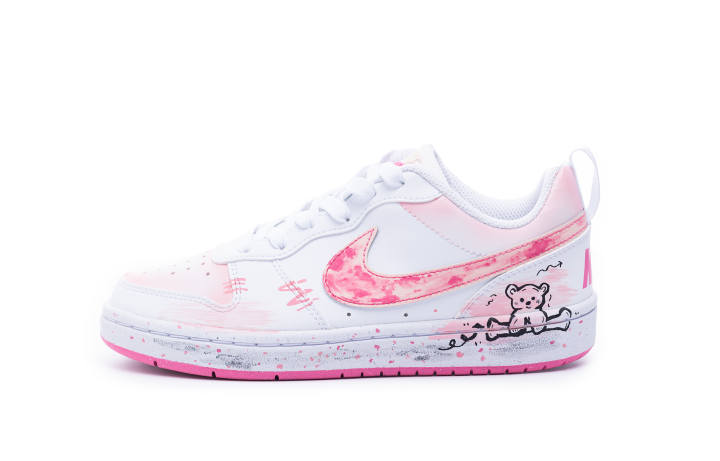 Nike Nike Court Borough Pink Bear Slip Resistant Cushioning Abrasion Resistant Low top Skateboard Shoes Women's White Pink