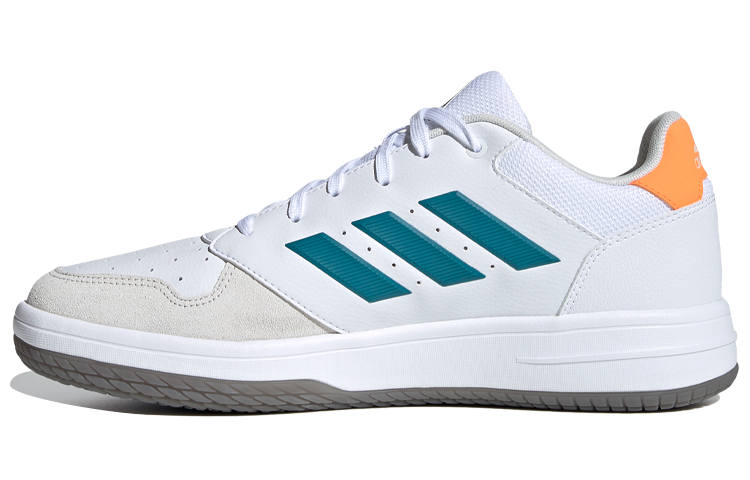 Adidas Adidas Gametalker Synthetic Leather Slip Resistant Low top Vintage Basketball Shoes Men's White Green Orange