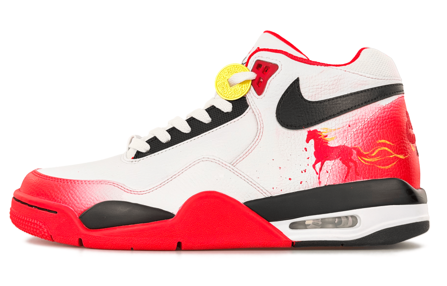 Nike Nike Flight Legacy Abrasion Resistant Mid top Vintage Basketball Shoes Unisex White Red