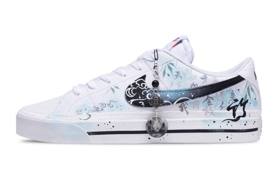 Nike Nike Court Legacy Qingyunzhi Coverage Slip Resistant Abrasion Resistant Low top Skateboard Shoes Men's Light Cyan