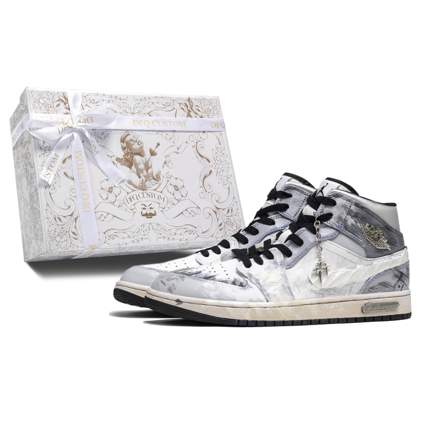 Jordan Jordan Air Jordan 1 Da Vinci Custom, Box, Blizzard Abrasion Resistant Breathable Abrasion Resistant Breathable Mid top