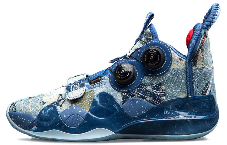 Li-Ning Li Ning WOW 8 Moment Cushioning Slip Resistant Abrasion Resistant Mid top Performance Basketball Shoes Men's Black Blue