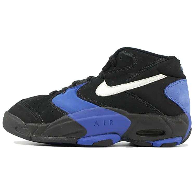Nike Nike Air Up Comfortable Slip Resistant Abrasion Resistant Mid top Basketball Shoes Unisex Black Blue