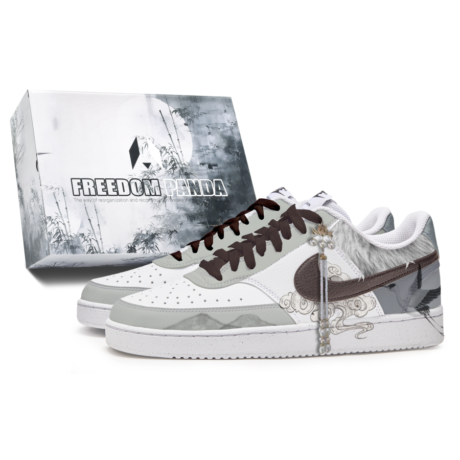 Nike Nike Court Vision 1 Free Panda Box Crane Visiting Anti-Slip Wear-Resistant Low-Top Skateboard Shoes Men's Gray White