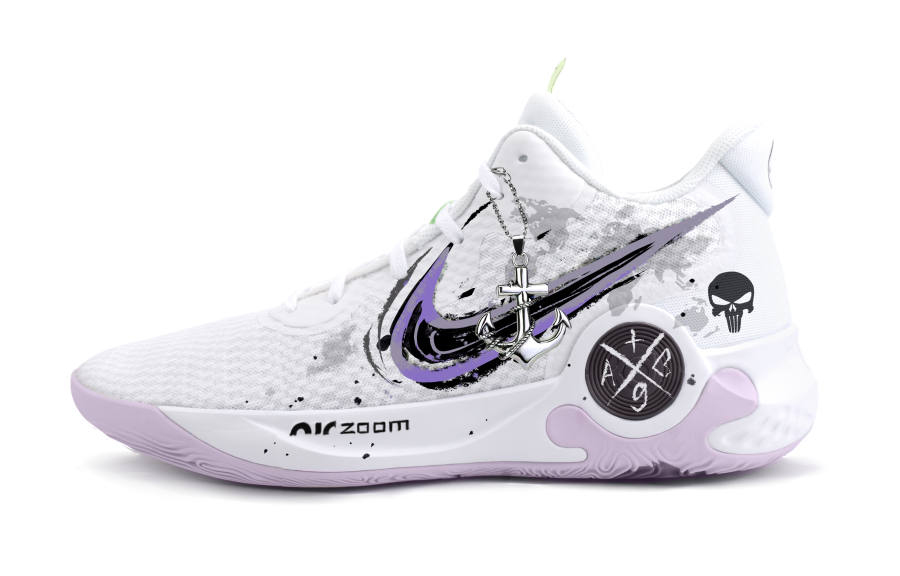 Nike Nike KD Trey 5 IX Villain Pirate Fabric Mid top Vintage Basketball Shoes Unisex Purple White