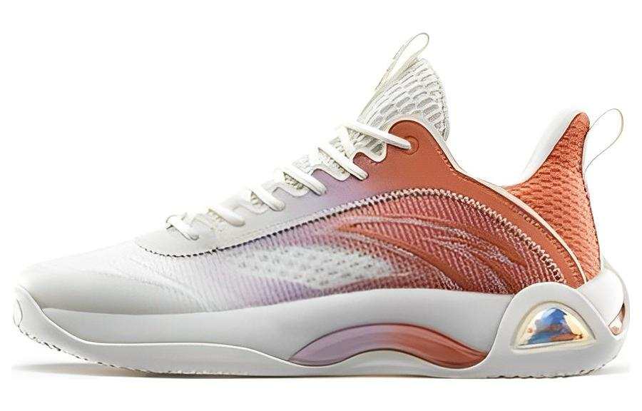Anta Cement Bubble 2.0 Game Ready Slip Resistant Low top Basketball Shoes Men's White Purple Orange