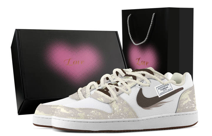 Nike Nike EBERNON Mandarine Pink Star, Heart Box Abrasion Resistant Low top Skateboard Shoes Men's Beige Pink