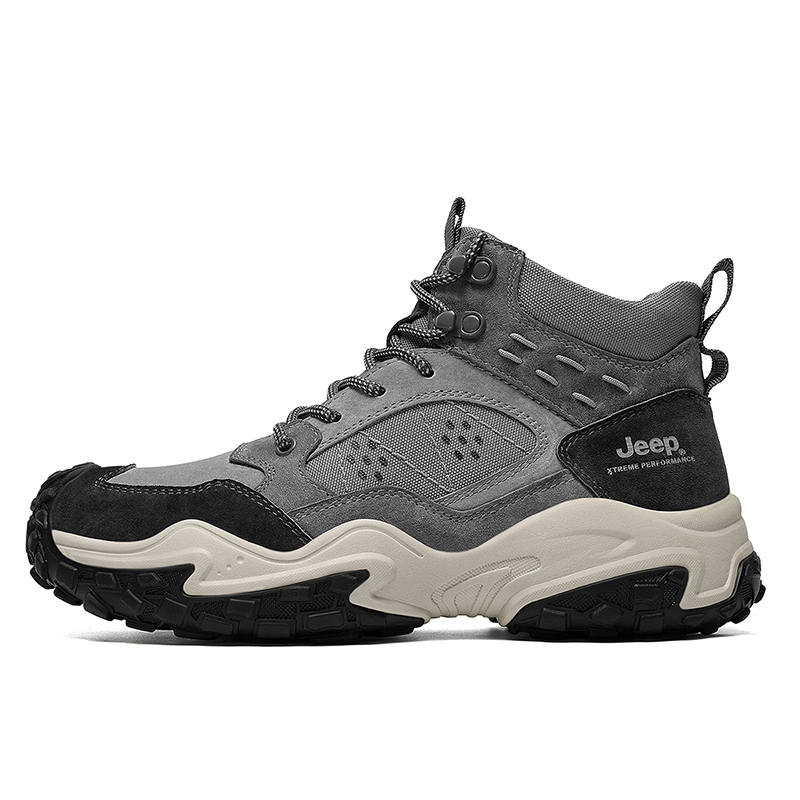 Jeep Textile, Pigskin Abrasion Resistant Mid top Mountaineering Hiking Shoes Men's