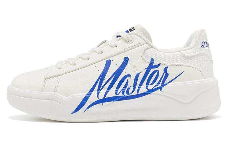 XTEP Synthetic Leather Slip Resistant Abrasion Resistant Low top Skateboard Shoes Women's White Blue
