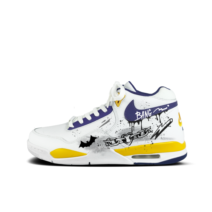 Nike Nike Flight Legacy Heart Chain Abrasion Resistant Coverage Mid top Vintage Basketball Shoes Men's White Blue Yellow