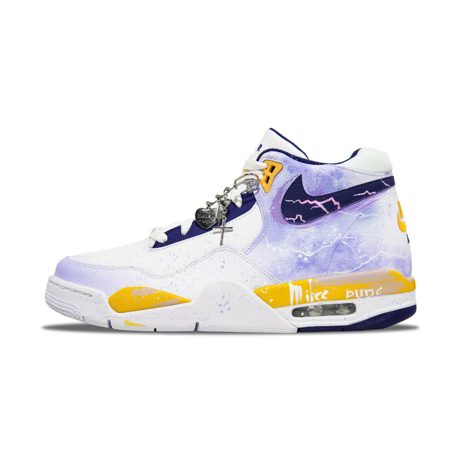 Nike Nike Flight Legacy Cushioning Slip Resistant Abrasion Resistant High top Basketball Shoes Men's Purple Yellow
