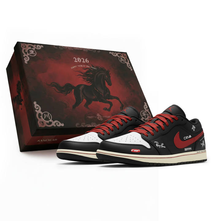 Jordan Jordan Air Jordan 1 Low Three Times Laboratory, Horse Year, Mysterious Black Swift, Box Abrasion Resistant Low top