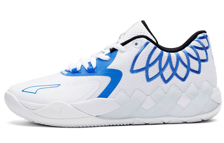 PUMA MB.01 LaMelo Ball 1 Cushioning Slip Resistant Abrasion Resistant Mid top Basketball Shoes Unisex White Blue