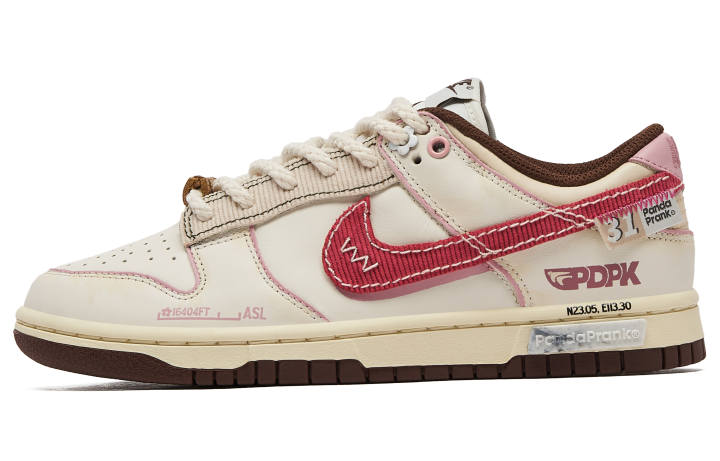 Nike Nike Dunk 'Surfaces In Brown And Sail' Slip Resistant Abrasion Resistant Low Top Skateboard Shoes Women's Pink White