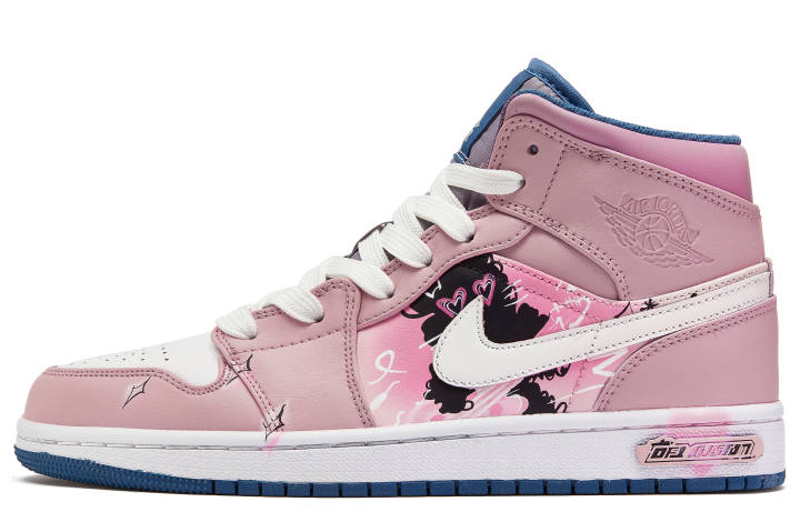 Jordan Jordan Air Jordan 1 Da Vinci Custom, Pink Neon Cushioning Slip Resistant Cushioning Slip Resistant Mid top
