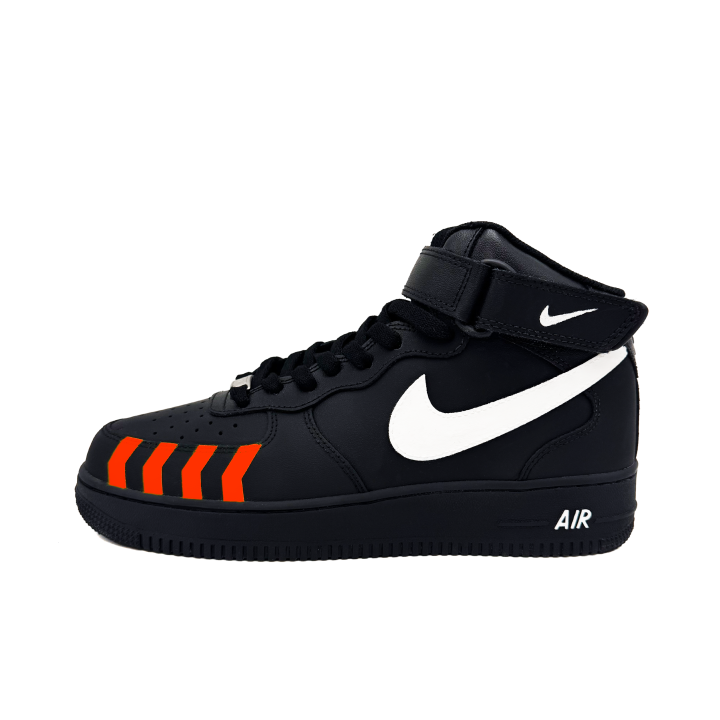 Nike Nike Air Force 1 Slip Resistant Abrasion Resistant Mid top Skateboard Shoes Unisex Black White Red