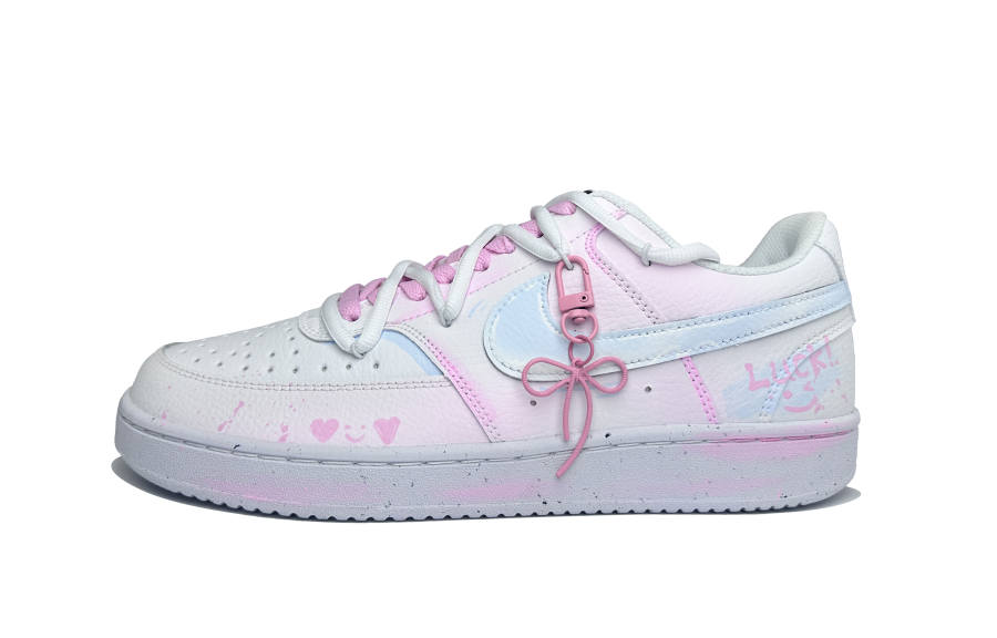 Nike Nike Court Vision 1 Lucky Smiley Face Abrasion Resistant Low top Skateboard Shoes Unisex Pink