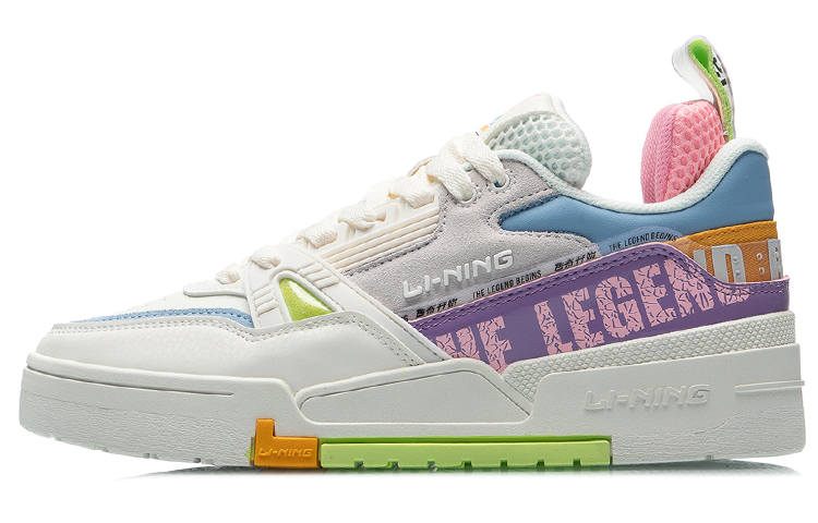 Li-Ning Li Ning 001 Coverage Thermal Slip Resistant Low top Skateboard Shoes Women's White Blue Purple