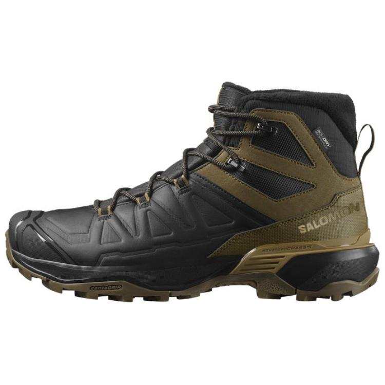 SALOMON X Ultra Slip Resistant, Abrasion Resistant, Waterproof Mid top Hiking Shoes Men's Black Green