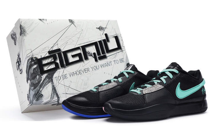 Nike Nike Ja 1 811 Manufacturing, Black Blue Reverse Slip Resistant, Abrasion Resistant, Breathable, Lightweight