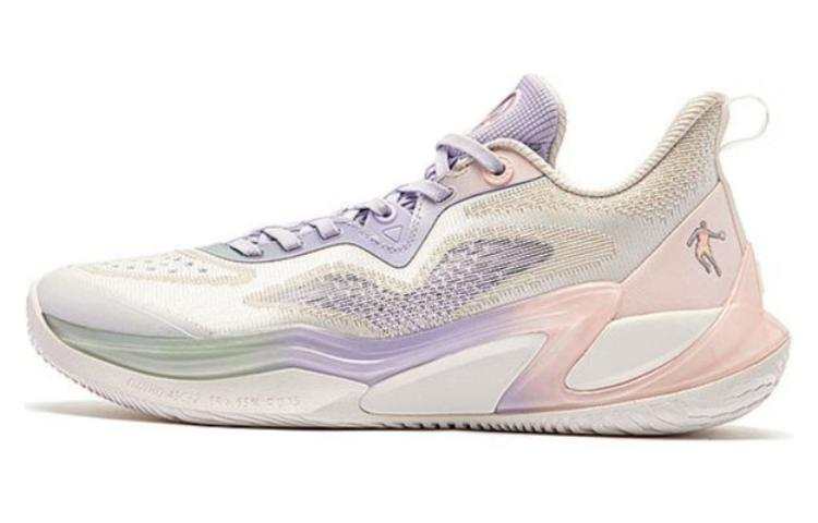 QIAODAN Wind Blade 4 Cushioning Support Abrasion Resistant Slip Resistant Low top Basketball Shoes Men's White Purple