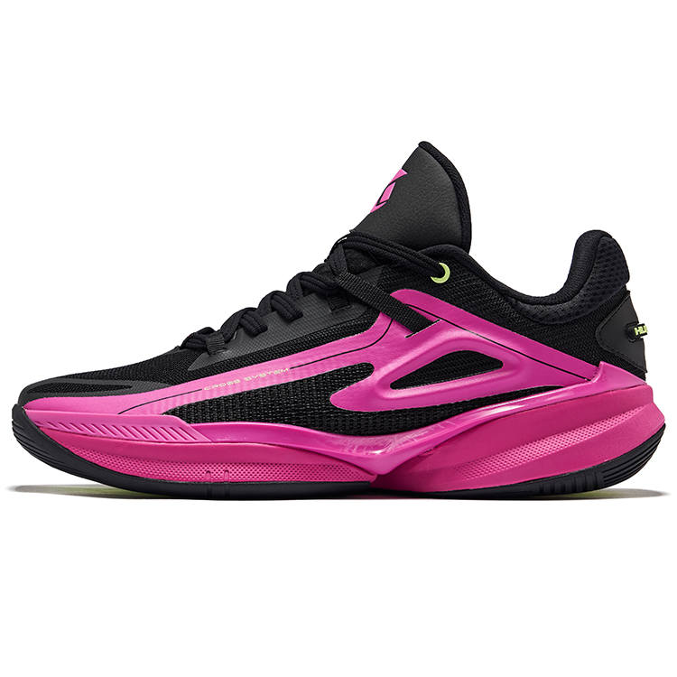 Erke Qianxun TD Cushioning Rebound Anti Rollover Low top Basketball Shoes Men's Jet Black Laser Fuchsia