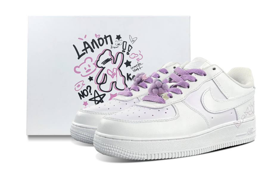 Nike Nike Air Force 1 Wear resistant And Lightweight Low top Skateboard Shoes Women's Purple White