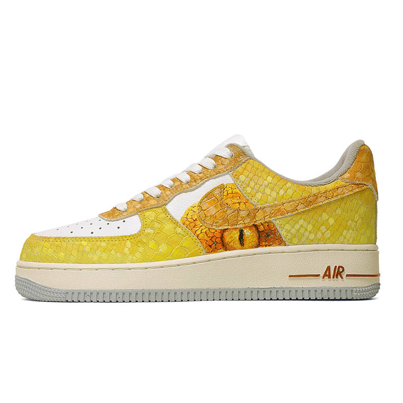 Nike Nike Air Force 1 Slip Resistant Abrasion Resistant Low top Skateboard Shoes Women's Gold