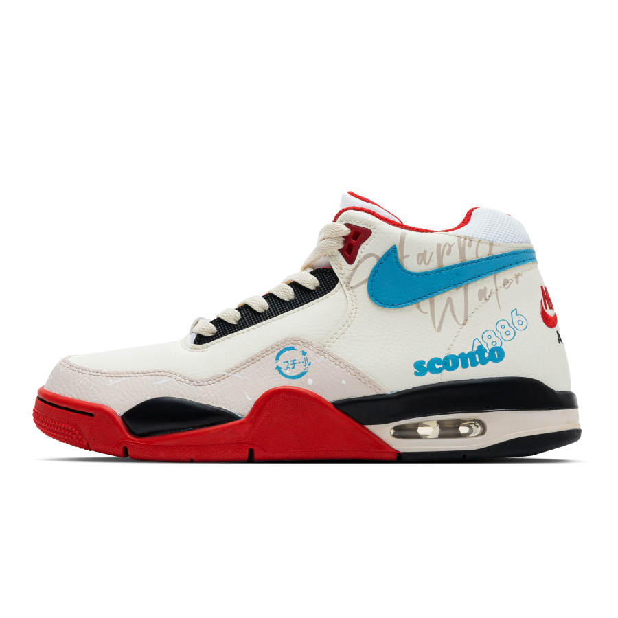 Nike Nike Flight Legacy Bubble Era Slip Resistant Mid top Vintage Basketball Shoes Unisex White