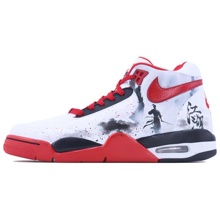 Nike Nike Flight Legacy Slip Resistant Mid top Vintage Basketball Shoes Unisex White Black Red