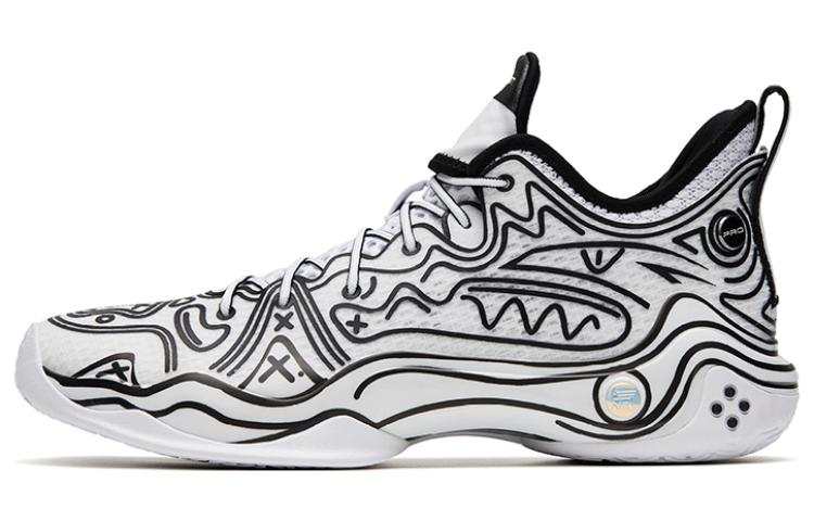 Anta Shock Wave 4 Pro Anime Leather Cushioning Slip Resistant Abrasion Resistant Mid top Basketball Shoes Men's