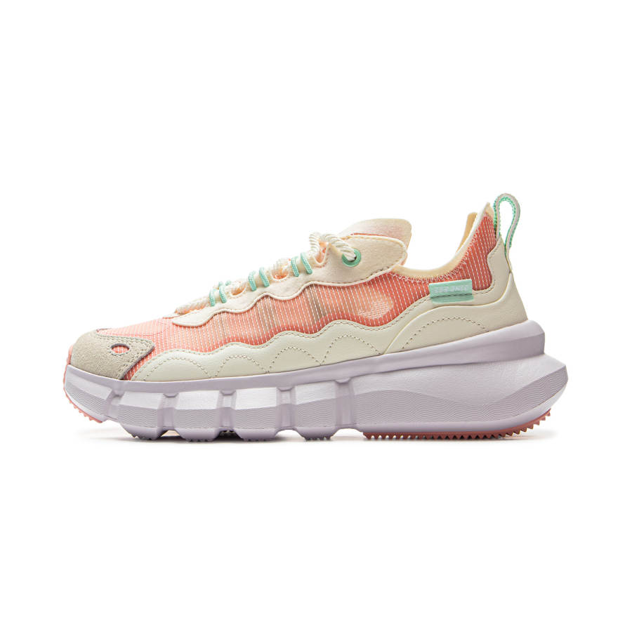 Li-Ning Li Ning Slip Resistant Abrasion Resistant Low top Basketball Shoes Women's Beige Orange