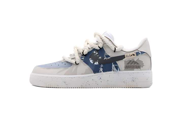 Nike Nike Air Force 1 Riding The Snow And Seeking The Wind Leather Low top Skateboard Shoes Men's Gray Blue Black