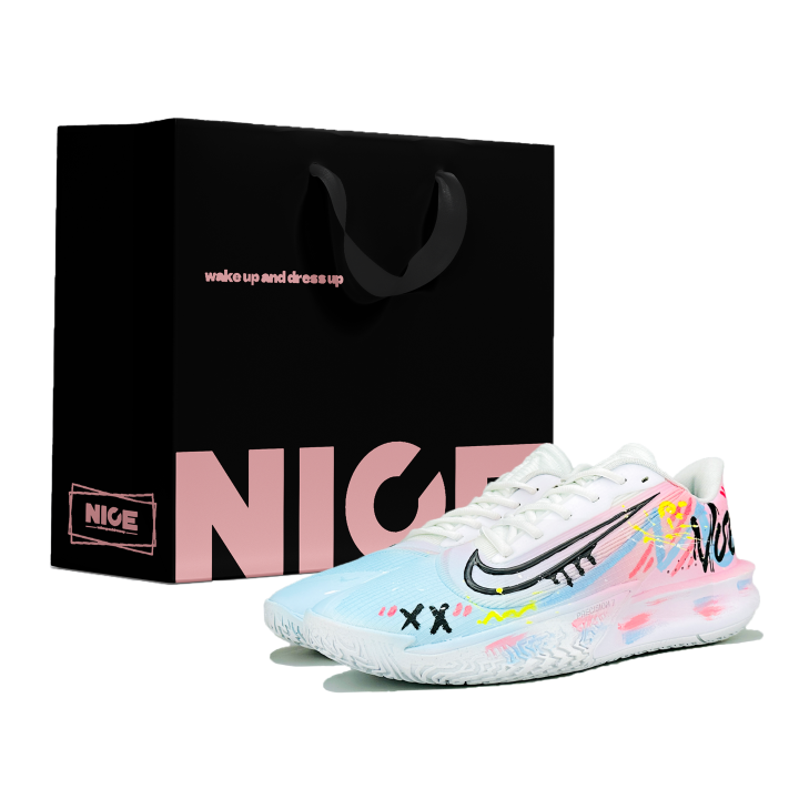 Nike Nike Precision 7 Slip Resistant Abrasion Resistant Low top Basketball Shoes Men's Blue Pink