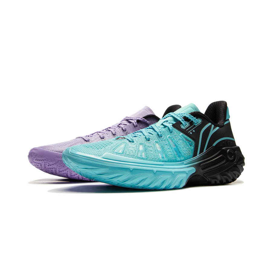 Li-Ning Li Ning Jie Ao 2 Cushioning Slip Resistant Breathable Low top Basketball Shoes Men's Cyan Purple Mismatched