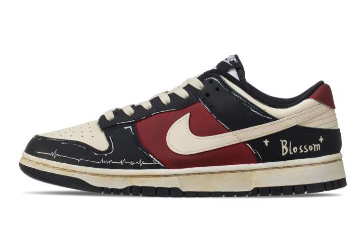 Nike Nike Dunk Leather Slip Resistant Cushioning Abrasion Resistant Low top Skateboard Shoes Unisex Beige Black Red