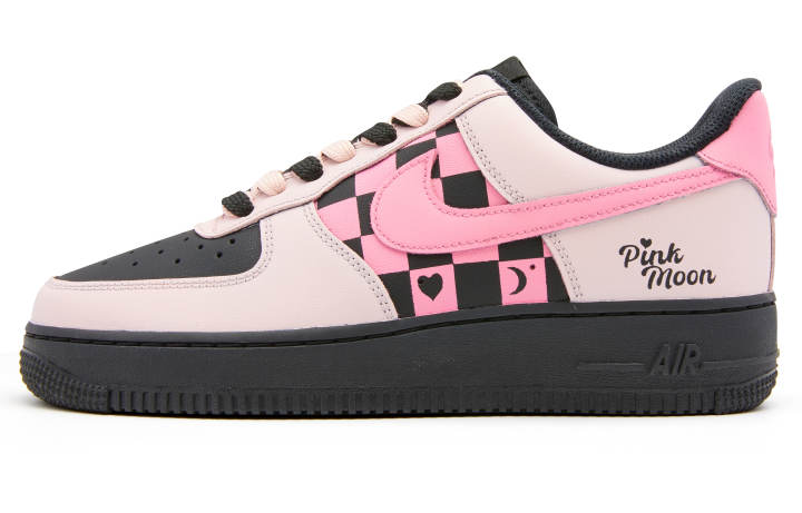 Nike Nike Air Force 1 Slip Resistant Abrasion Resistant Low top Skateboard Shoes Women's Black Pink
