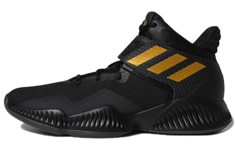 Adidas Adidas Explosive Bounce 2018 Cushioning Anti-Slip And Wear-Resistant Mid-Top Vintage Basketball Shoes Men's Black Gold