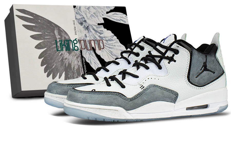 Jordan Jordan Courtside 23 Rubber Abrasion Resistant Abrasion Resistant Mid top Basketball Shoes Unisex White Cyan