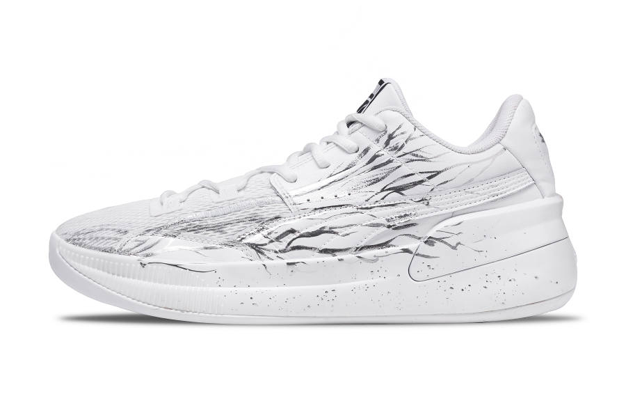 PUMA Clyde Hardwood Abrasion Resistant Low top Basketball Shoes Unisex Silver