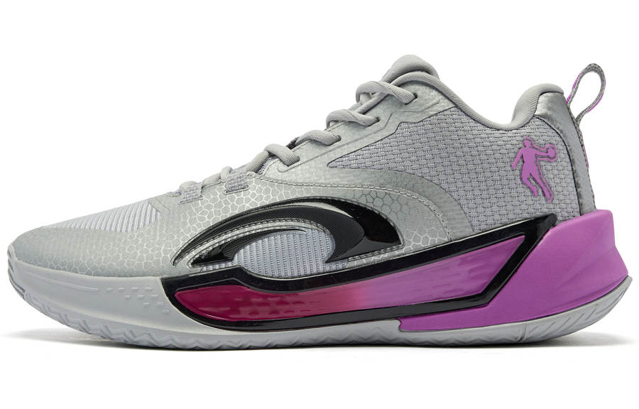 QIAODAN Halberd 7TEAM Cushioning Slip Resistant Abrasion Resistant Low top Basketball Shoes Men's Gray Purple