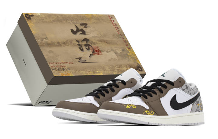 Jordan Jordan Air Jordan 1 Box, Chinese Style, Han Dynasty, Flowing Cloud Pattern Abrasion Resistant Low top